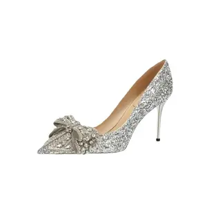 Женские туфли на тонком каблуке и высоком каблуке WOXXXN, Silver[Gift Box Set](Gift Included)