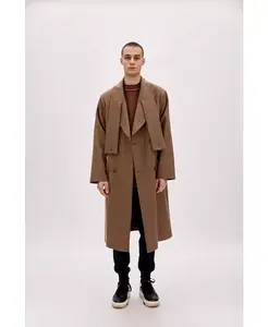 Мужское длинное пальто из шерсти PCFG, коричневый