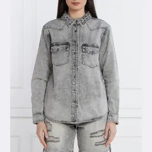 Рубашка стандартного кроя джинсовая ткань One Teaspoon, серый