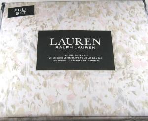 Ralph Lauren Комплект постельного белья, 4 предмета, 100% хлопок, с охраждающим эффектом, светло-розовый акварельный цветочный узор