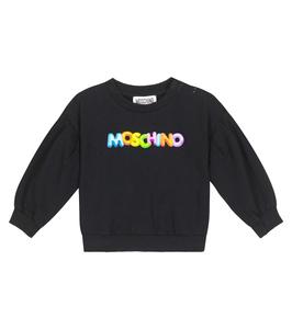 Хлопковая толстовка с детским принтом Moschino Kids, черный