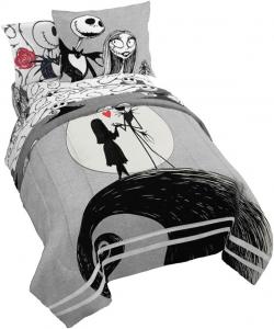 Комплект постельного белья Twin, 5 предметов, Jay Franco Disney Nightmare Before Christmas Moonlight, с Джеком Скеллингтоном и Салли, микрофибра, серый