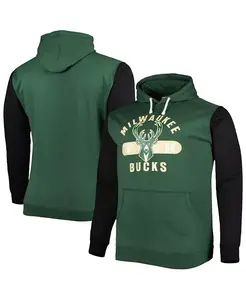 Мужская толстовка с капюшоном Milwaukee Bucks Big and Tall Bold Attack, цвет охотничий зеленый и черный Fanatics
