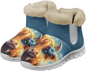 Женские зимние ботинки Jeiento, противоскользящие, с утолщенной подошвой, пушистые снегоступы для треккинга, прогулок, бега, снежной зимней обуви, Cute Yark