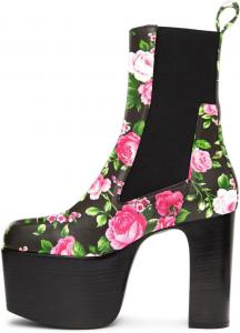 Женские ботильоны Zszszsu на платформе с круглым носком, высокие на толстом каблуке, удобные элегантные челси, обувь без застежки, размеры 4-16 США, Pink Flowers Print