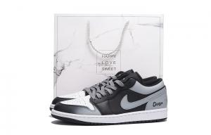 Баскетбольные кроссовки Air 1 с антискользящим износостойким верхом, винтажные, унисекс, черно-серые Jordan, Black Gray