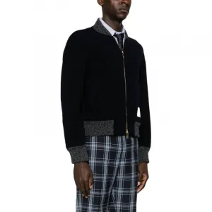 Бомбер с лого-патчем на молнии THOM BROWNE, marine синий