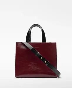 Средняя женская кожаная сумка через плечо Adolfo Dominguez, гранатовый