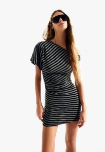 Асимметричное мини-платье из трикотажа Bershka, Dark Grey