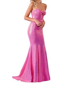 Вечернее платье с корсетом и вырезом "сердечко" в ярко-розовом цвете RACHEL ALLAN