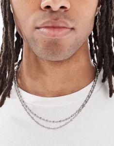 Ожерелье из нержавеющей стали из двух тонких цепочек разных цветов Asos Design