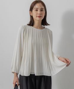 Плиссированная блузка из жоржета и шифона Suite, цвет Ivory [002]