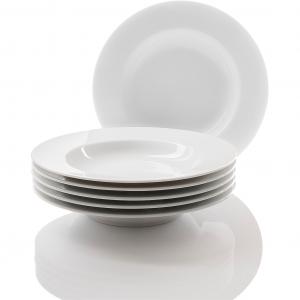 Суповая тарелка HEIKE WEISS, тарелка 23 см, набор из 6 штук для 6 человек, круглая, фарфор для большого аппетита - 6 глубоких тарелок увеличенного размера Retsch Arzberg, белый