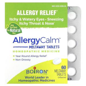 AllergyCalm, Средство от аллергии, без вкуса, 60 таблеток Meltaway Boiron