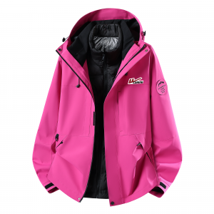 Пуховик Unisex с капюшоном Moderate 3 in 1 WARRIOR, electric розовый (90% velvet diy badge)