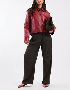 Широкие брюки ASOS DESIGN коричневого цвета с узором «ёлочка» и завязками-завязками