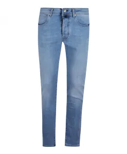 Джинсы из эластичного денима с замшевой нашивкой Incotex, синий