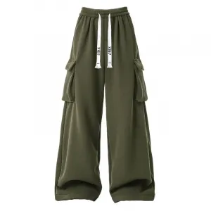 Повседневные брюки Unisex утепленные прямого кроя X1617, army зеленый