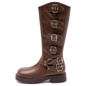 Сапоги женские Agsdon высокие с пряжками, черный