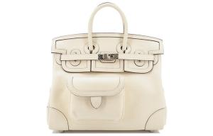 HERMES Сумка Birkin Canvas With Swift Birkin, средний размер, женская, I2, Nata Cream White