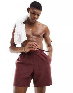 Бордовые шорты для плавания средней длины ASOS