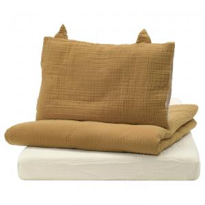 Комплект постельного белья для детской кроватки из 3 предметов, темно-желтый/бежевый, 60х120 см Guldvävare IKEA