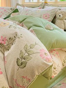 MIDO HOUSE Комплект постельного белья 1,5-спальный, 4 предмета, 200x230 см, цветочный синий