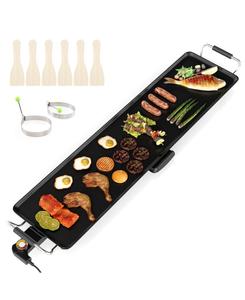 Электрическая жарочная поверхность очень большого размера (35 дюймов) с 4-уровневым термостатом и съемным поддоном для сбора капель Costway, черный