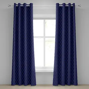 Шторы ABAKUHAUS Indigo с люверсами, геометрический футуристический принт Shadow Box Cube, напечатанный на 3D-принтере, декоративные двухпанельные шторы, 280 см x 260 см, темно-синие и синие