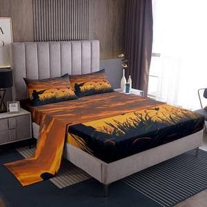 Erosebridal Комплект постельного белья Hunter Full с принтом уток в стиле ретро, Orange Black