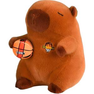 Плюшевая игрушка капибара с баскетбольным мячом, размер 30см/40см/50см JIZHUAN