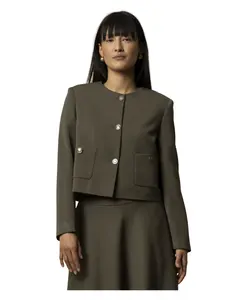 Элегантная короткая куртка на пуговицах Kocca, зеленый