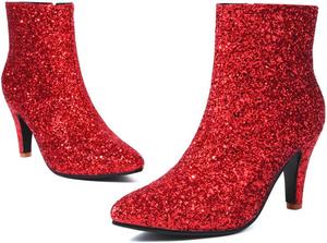 Женские ботильоны Alyaafifa на каблуке, зауженный носок, закрытые, с каблуком 3,5 дюйма, с молнией, классические вечерние, для офиса, элегантная обувь