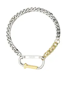 Колье с карабином и логотипом Aries, серебристый