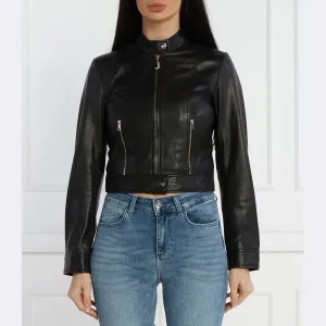 Укороченная кожаная куртка Liu Jo, черный