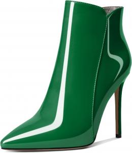 Женские ботильоны Soireelady на высоком каблуке-кубике с острым носком, на молнии, элегантные ботильоны на осень и зиму, Green