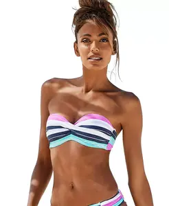 Размеры женского полосатого купальника-бандо с топом и бюстгальтером LASCANA, мультиколор