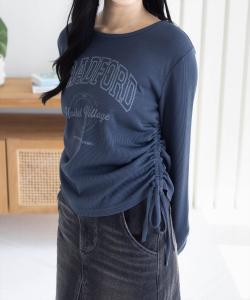 Футболка с длинными рукавами и принтом логотипа колледжа, на завязках.