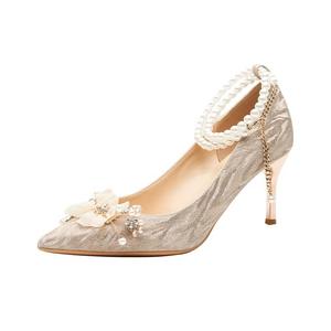 UMEK Тонкие каблуки женские на высоком каблуке Шампань 6 см, цвет Champagne 6cm