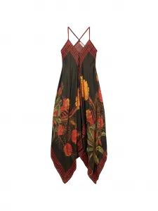 Платье из твила с цветочным принтом BLUMARINE, черный