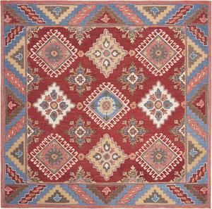 Ковер SAFAVIEH, 214 x 214 см, Aspen Collection - Red & Blue, ручной работы, бохемский стиль, шерсть, идеально для помещений с высокой проходимостью в гостиной, спальне (APN803Q)