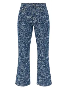 Жаккардовые джинсы с цветочным узором Ganni, синий