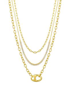 Ожерелье с кубическим цирконием, теннисной скрепкой, овальным карабином и подвеской в виде многослойной цепочки Unwritten, Gold