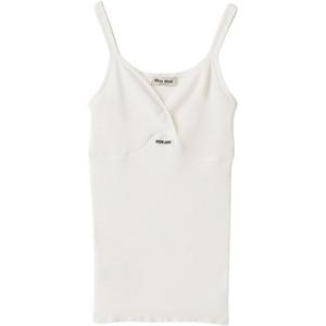 Топ из ребристого трикотажа MIU MIU, белый