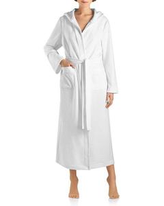Длинный плюшевый халат с капюшоном Robe Selection Hanro, цвет White