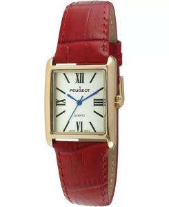 Женские часы-цистерны с римским циферблатом, красный кожаный ремешок Peugeot, красный