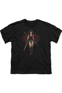 Футболка с коротким рукавом "Чудо-женщина" для детей Gildan, черный