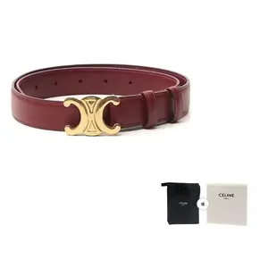 CELINE Кожаный женский ремень светло-бордовый шириной 2.5 см, Light Burgundy