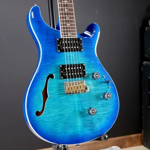 PRS SE Custom 24 полупустотелый с пьезопикапом, цвет Lake Blue