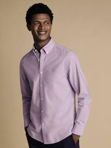 Хлопковая рубашка с пуговицами и отложным воротником Regular Fit Charles Tyrwhitt, Lilac Purple